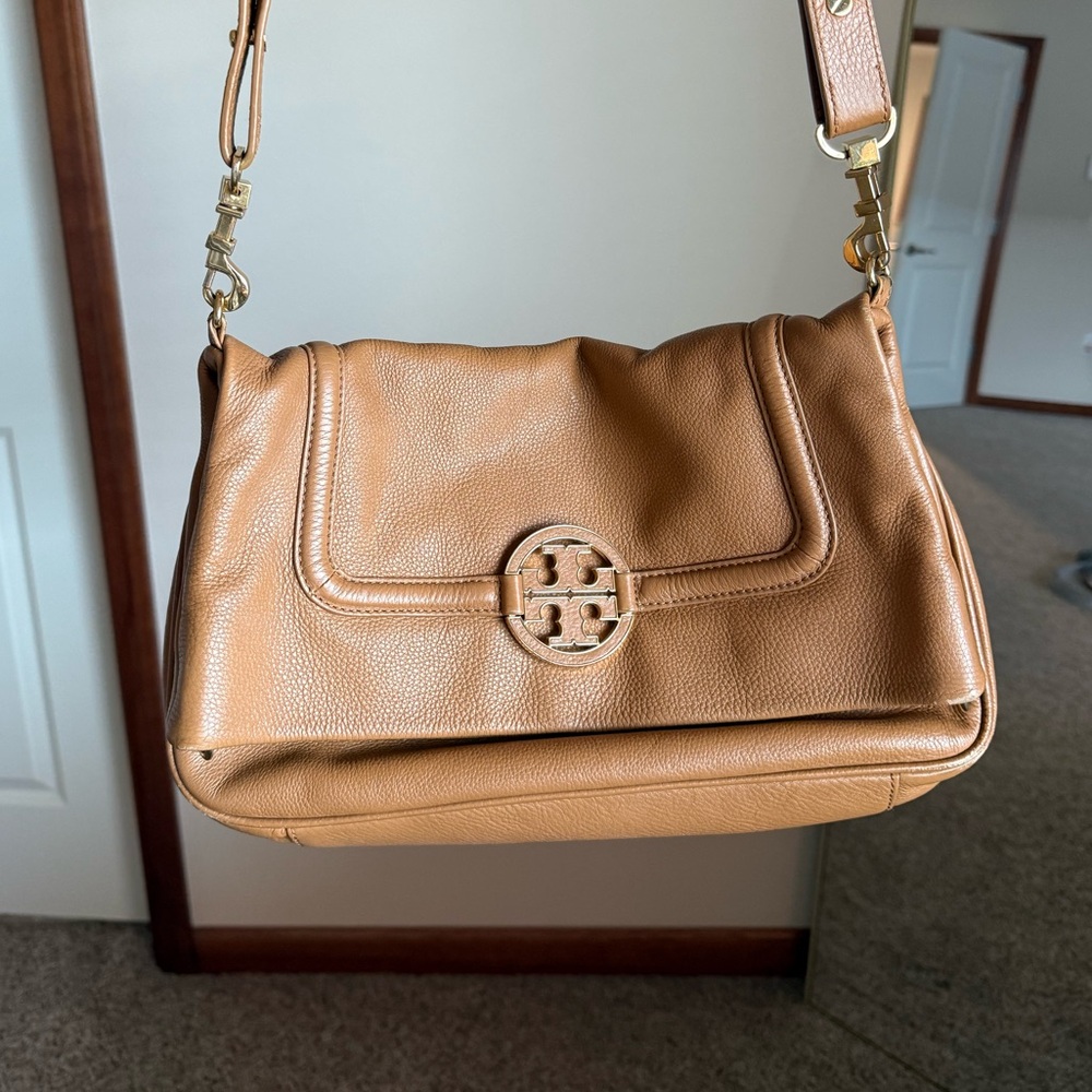 Tan Leather Tory Burch Shoulder Crossbody Purse Bag